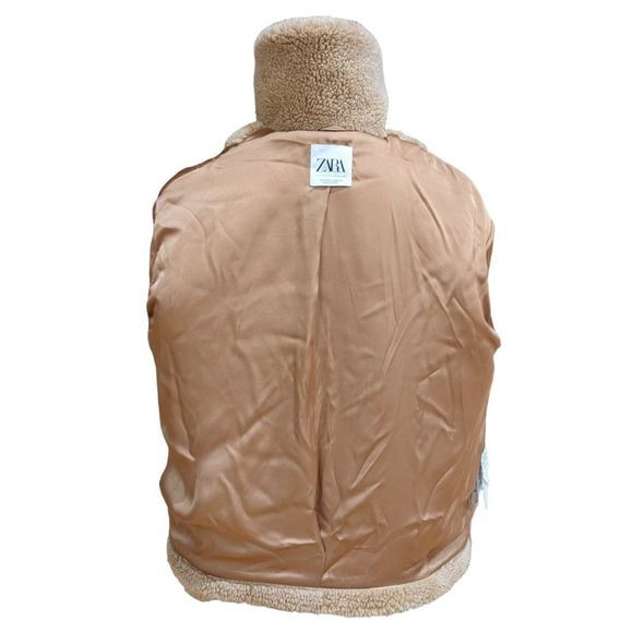 LIKE NEW ZARA Women's Camel Tan Teddy Coat Size M - Picture 8 of 11